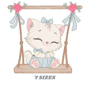 Cat embroidery design - Kitty embroidery designs machine embroidery pattern - Pet embroidery file - Baby girl embroidery Kitchen cloth Apron