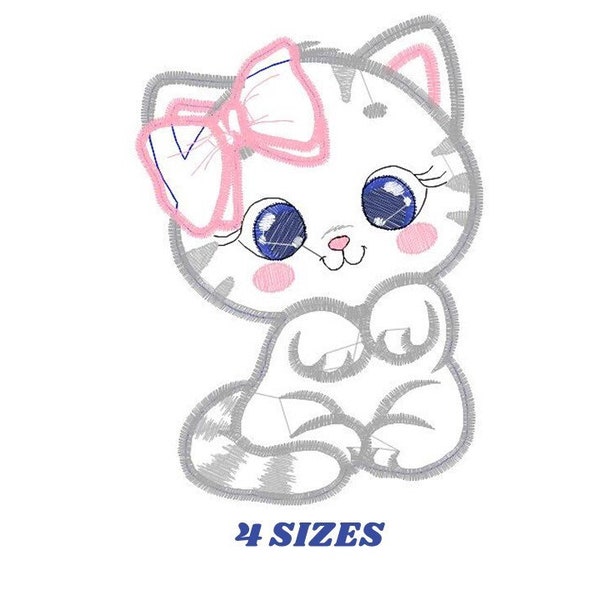 Cat embroidery design - Kitty embroidery designs machine embroidery pattern - Pet embroidery file - baby girl embroidery cat applique design