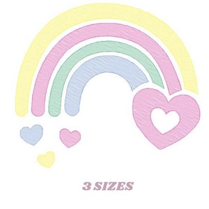 Rainbow Hearts Machine Embroidery Design - Baby Girl File (PES JEF) - Etsy