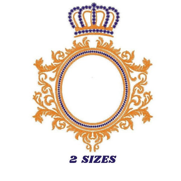Crown embroidery designs - Laurel embroidery design machine embroidery pattern - Monogram frame embroidery file - crown instant download