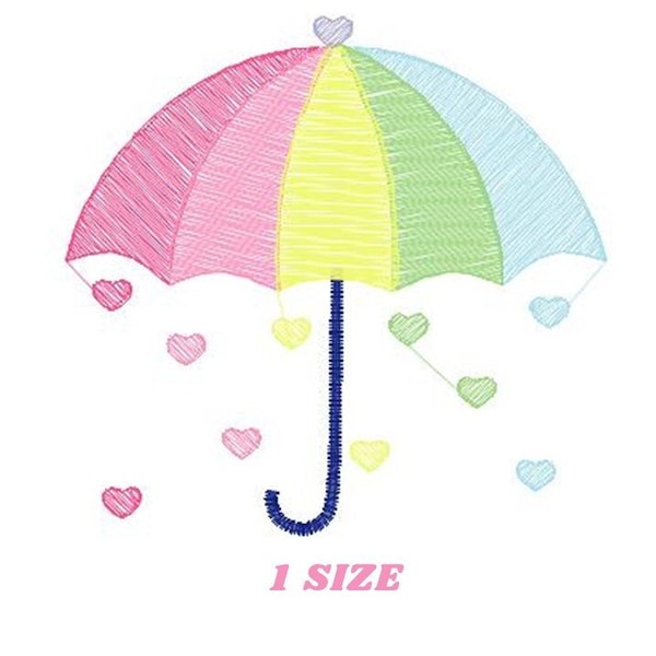 Umbrella with hearts embroidery designs - Umbrella embroidery design machine embroidery pattern - baby girl embroidery file hearts rain