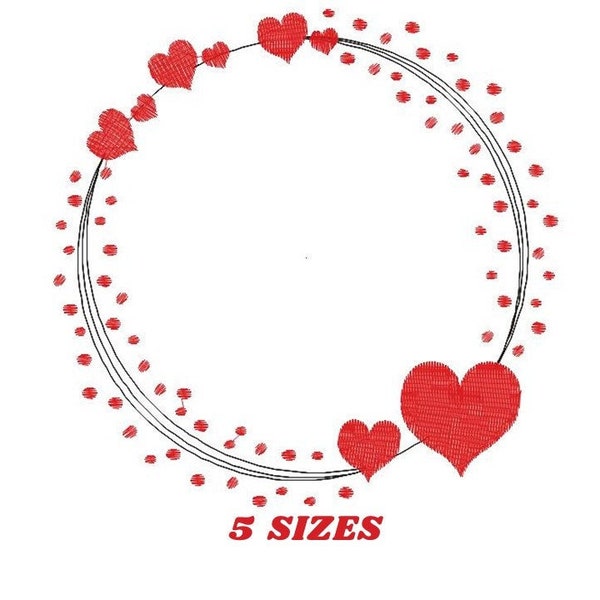 Valentines Monogram Frame embroidery designs - Heart embroidery design machine embroidery pattern - Love wreath embroidery file download