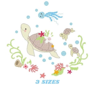 Turtle embroidery design - Ocean animal embroidery designs machine embroidery pattern - Baby boy embroidery - Sea fish embroidery download