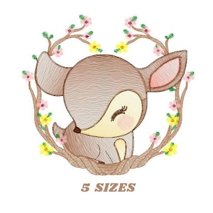 Deer embroidery design - Animal embroidery designs machine embroidery pattern - Forest embroidery file - Baby boy embroidery  Woodland pes