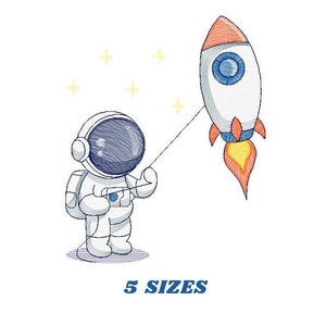 Astronaut Stickmuster - Baby Jungen Stickmuster Maschinenstickmuster - Sofortdownload - Stickdatei Weltall Stern Rakete