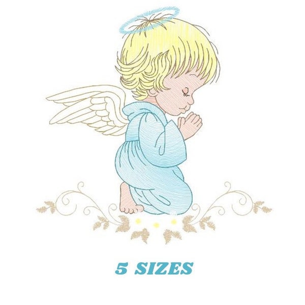 Angel embroidery designs - Baby boy embroidery design machine embroidery pattern - Girl with wings embroidery file - instant download pes