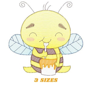 Bee Embroidery Design – Honey Pot Machine Pattern (Instant Download)