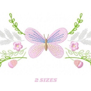 Butterfly embroidery design - Delicate Flowers embroidery designs machine embroidery pattern - baby girl embroidery file - instant download
