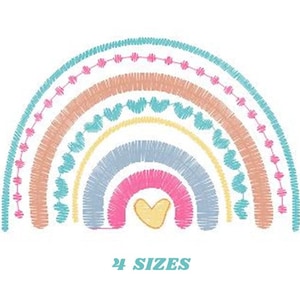 Boho Rainbow embroidery design - Colorful Rainbow embroidery designs machine embroidery pattern - Baby girl embroidery file - Batik hearts