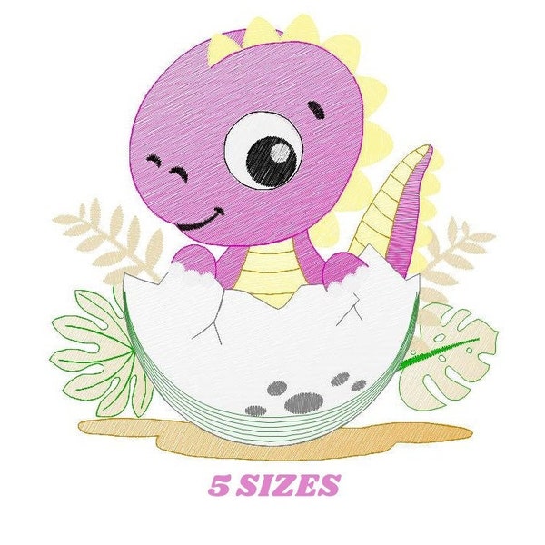 Baby Dinosaur embroidery designs - Dino embroidery design machine embroidery pattern - Dragon embroidery file - Dinosaur egg boy embroidery