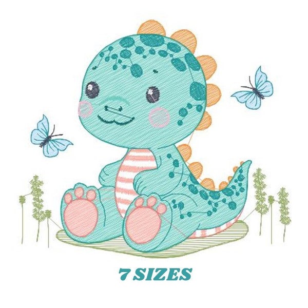 Dinosaur embroidery designs - Dino embroidery design machine embroidery pattern - Tyrannosaurus embroidery file - instant digital download