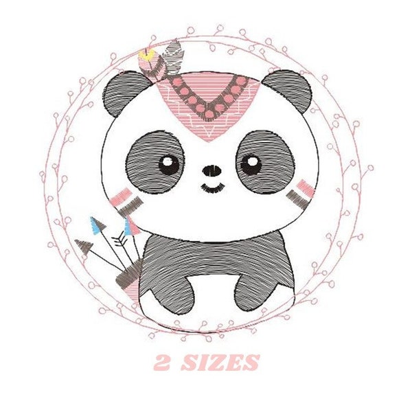 Panda-Stickmuster – Tier-Stickmuster, Maschinenstickmuster – Baby-Stickdatei für Jungen – Panda-Rahmen, sofortiger Download, Pes