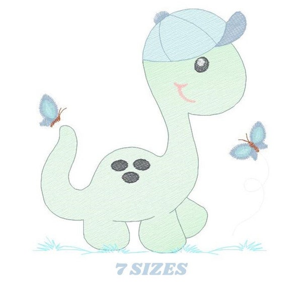 Dinosaur embroidery designs - Dino embroidery design machine embroidery pattern - instant download - Baby boy embroidery file brontosaurus