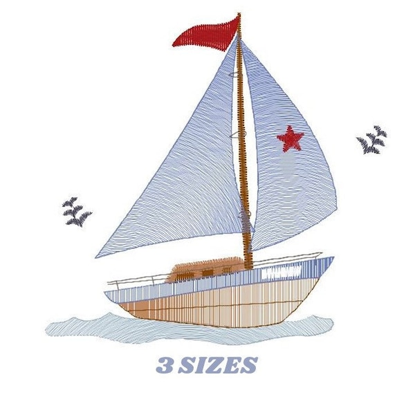 Boat embroidery designs - Sailboat embroidery design machine embroidery pattern - Nautical file instant download - Boat applique design boy