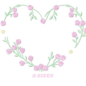 Heart with roses embroidery designs - Flower embroidery design machine embroidery pattern - Monogram Frame embroidery file - pes jef vip vp3