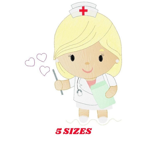 Nurse embroidery designs - Girl Doctor embroidery design machine embroidery pattern - instant download - Hospital embroidery file pes jef