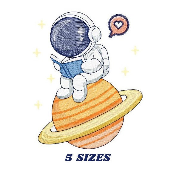 Astronauten-Stickdesigns - Baby-Boy-Stickerei-Design, Maschinenstickmuster - sofortiger Download - Saturn-Stickdatei, Sternrakete