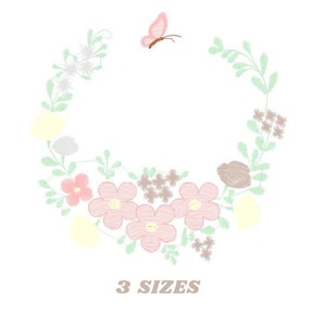 Monogram Frame embroidery designs - Flower embroidery design machine embroidery pattern - Rose wreath embroidery file - instant download