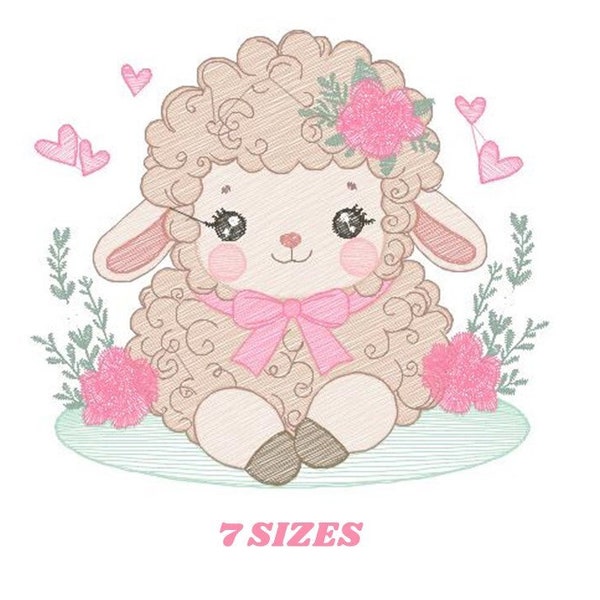 Sheep embroidery design - Lamb embroidery designs machine embroidery pattern - baby girl embroidery file - newborn embroidery sheep design