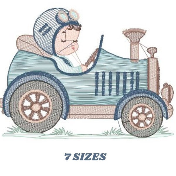 Old car embroidery design - Baby Boy embroidery designs machine embroidery pattern - Vehicle embroidery file - instant digital download pes