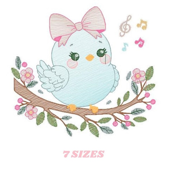 Bird embroidery designs - Birds embroidery design machine embroidery pattern - Spring garden embroidery file - instant download Tea towel