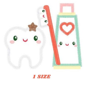 Toothbrush embroidery designs - Toothpaste embroidery design machine embroidery pattern - Tooth embroidery file - Dental instant download