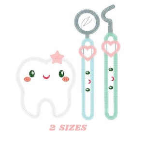 Zahn Stickmuster - Zahnpflege Kit Stickmuster Maschinenstickmuster - Zahn Stickdatei Zahnputzzeug Sofort Download pes