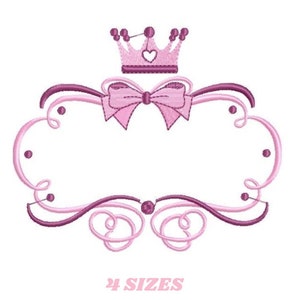 Crown embroidery designs - Princess Frame embroidery design machine embroidery pattern - newborn embroidery file - Princess Monogram frame