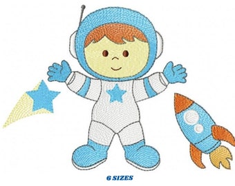 Astronaut embroidery designs - Baby boy embroidery design machine embroidery pattern - instant download - Space embroidery file Star Rocket