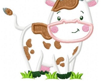 Cow embroidery design - Farm Animal ranch machine embroidery pattern - Cow applique design - Instant digital download pes jef dst hus vp3