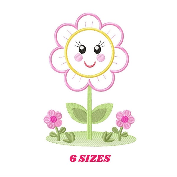 Flowers embroidery designs - Flower with face embroidery design machine embroidery pattern - Spring embroidery file - flower applique floral