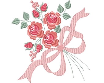 Roses Bouquet Embroidery Design – Floral Machine Embroidery File (Digital Download)