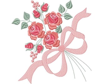 Flowers embroidery designs - Kitchen Towel embroidery design machine embroidery pattern - Roses embroidery file -  Roses Bouquet embroidery