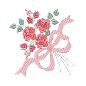 Blumen-Stickerei-Designs – Küchenhandtuch-Stickerei-Design, Maschinenstickmuster – Rosen-Stickdatei – Rosenstrauß-Stickerei