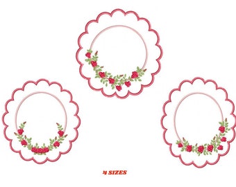 Roses frame embroidery designs - Monogram embroidery design machine embroidery pattern - Floral Frame embroidery file - wreath of flowers