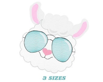 Llama embroidery design - Llama with glasses embroidery designs machine embroidery pattern - Baby girl embroidery file - instant download