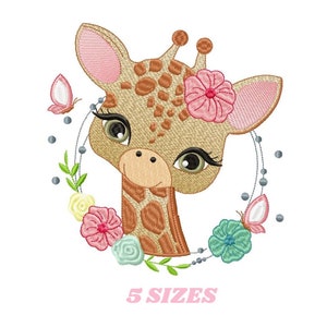 Giraffe embroidery designs - Woodland animals embroidery design machine embroidery pattern - Baby girl embroidery file - instant download