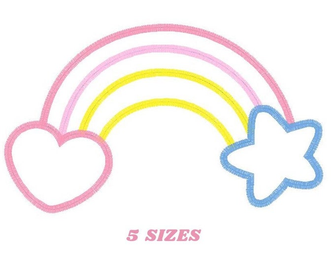 Rainbow Embroidery Boyfriend Tee Sky