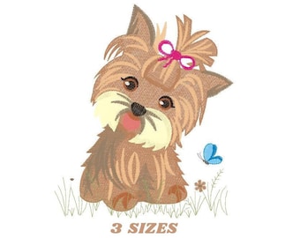 Yorkshire embroidery designs - Dog embroidery design machine embroidery pattern - Puppy embroidery file - Pet embroidery instant download
