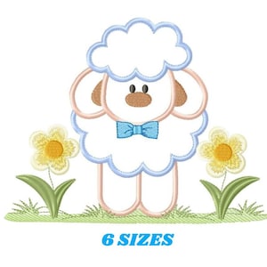 Sheep embroidery design - Lamb applique machine embroidery pattern - Baby boy embroidery file - Sheep applique - Instant download pes jef