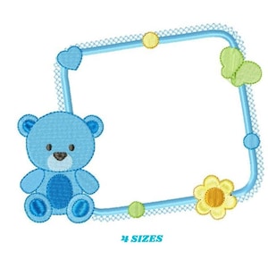 Bear Frame Embroidery Design - Applique Machine Pattern (Digital Download)