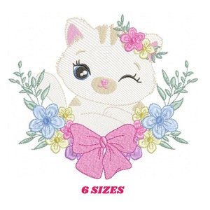 Diseño de bordado de gato - Diseños de bordado de gatito patrón de bordado de máquina - Archivo de bordado de mascotas - Bordado de niña Tela de cocina Delantal