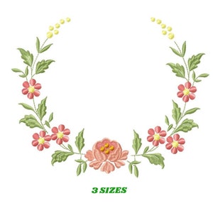 モノグラム フレームの刺繍デザイン - 花の刺繍デザイン、機械刺繍パターン - バラの花輪の刺繍ファイル - 女の赤ちゃんの刺繍