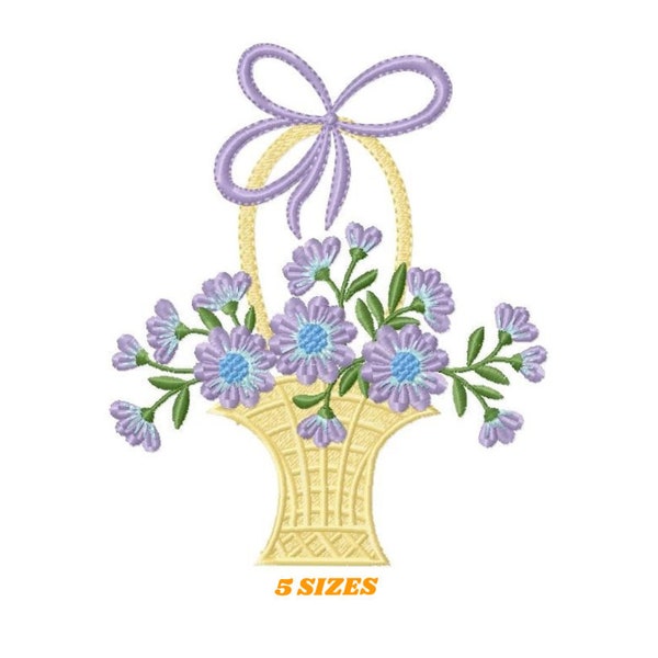 Flowers embroidery designs - Kitchen Towel embroidery design machine embroidery pattern - Flower basket embroidery file - digital embroidery