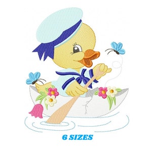 Duck embroidery design - Animal embroidery designs machine embroidery pattern - baby boy embroidery file - Sailor nautical lake ocean boat