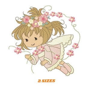 Fairy embroidery designs - Baby girl embroidery design machine embroidery pattern - Pixie embroidery file - Fairy design Instant Download