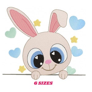 Peek a boo Bunny haftowany wzór - Królik z serduszkami wzór do haftu maszynowego - Plik dla chłopca - Natychmiastowe pobranie cyfrowe pes jef dst