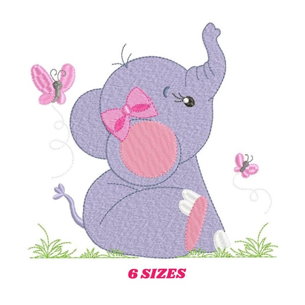 Elephant embroidery designs - Animal embroidery design machine embroidery pattern - Baby girl embroidery file - kid embroidery Towel pillow