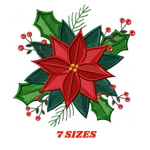 Christmas Poinsettia embroidery designs - Xmas Flower embroidery design machine embroidery pattern - Christmas embroidery file Red Flower