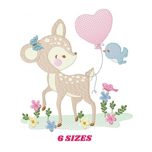 Deer embroidery design - Animal embroidery designs machine embroidery pattern - Newborn embroidery file - baby girl embroidery  Woodland